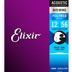 Elixir E11075 80/20 Light Medium Bronze Acoustic Guitar Strings w POLYWEB Coating